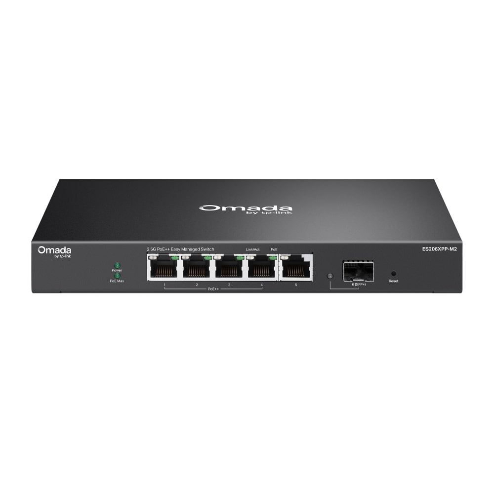 【TP-Link】Omada 2.5Gポート×5＆10G SFP+スロット×1 イージーマネージスイッチ（PoE++ポート×4） ES206XPP-M2