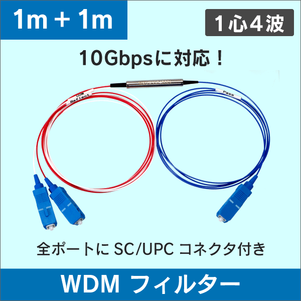 1心4波 WDMフィルター  全ポートSC/UPCコネクタ付き 1M+1M