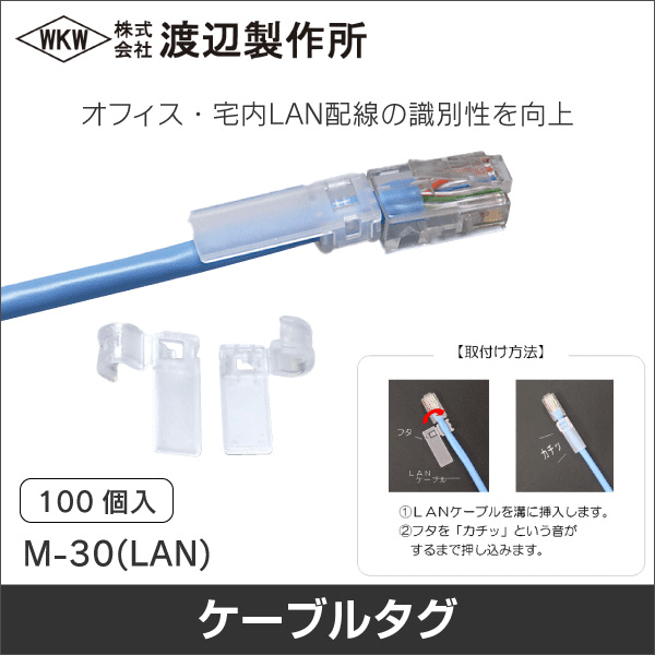 【渡辺製作所】LANタグ(100個入/袋) M-30(LAN)