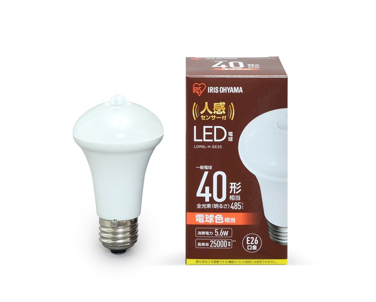 【アイリスオーヤマ】LED電球 人感センサー付 E26 40形相当 電球色（25000時間） LDR6L-H-SE25